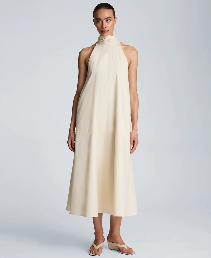Kenneth Cole Women's Tie Back Halter Neck Midi Dress