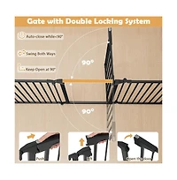 Ruie 8-Panel Extra Wide Pet Safety Gate Adjustable Auto-Close Door