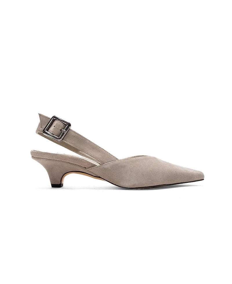 Forever and Always Women's Shoes Dioris Leather Slingback Kitten Heel Pump