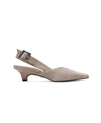 Forever and Always Women's Shoes Dioris Leather Slingback Kitten Heel Pump