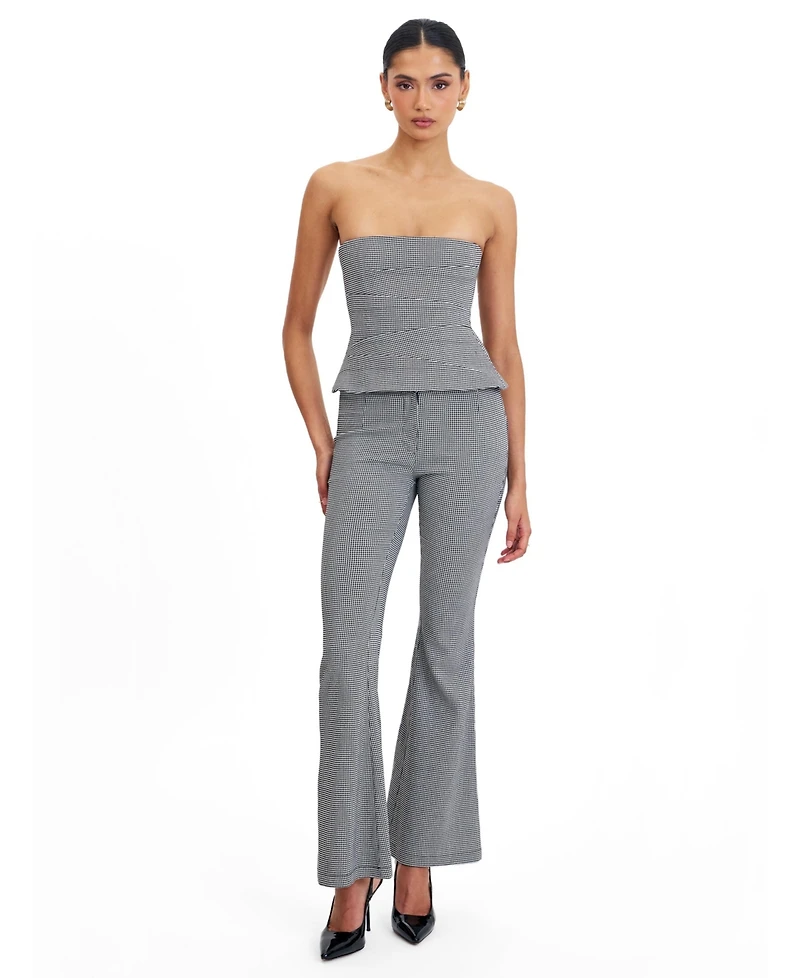 Miss Circle Women's Ulla Micro-Houndstooth Strapless Peplum Top