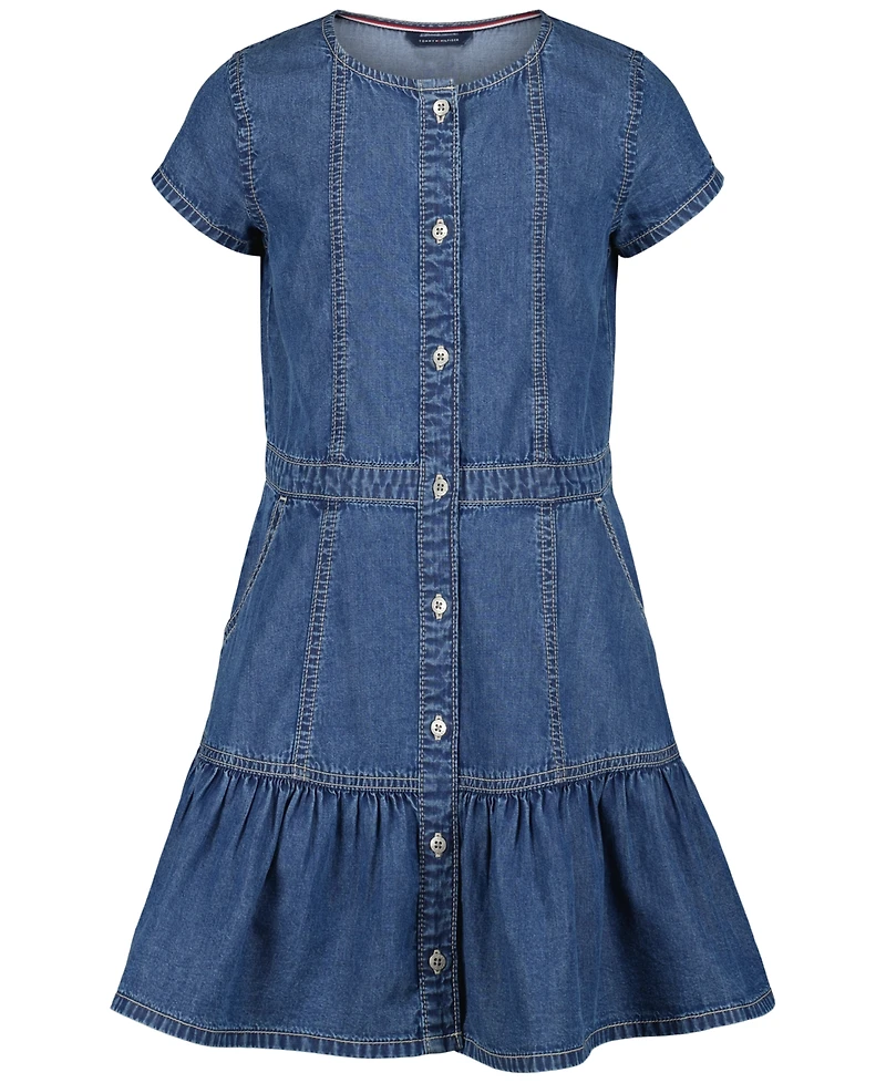 Tommy Hilfiger Girls' 4-16 Denim Short-Sleeve Dress