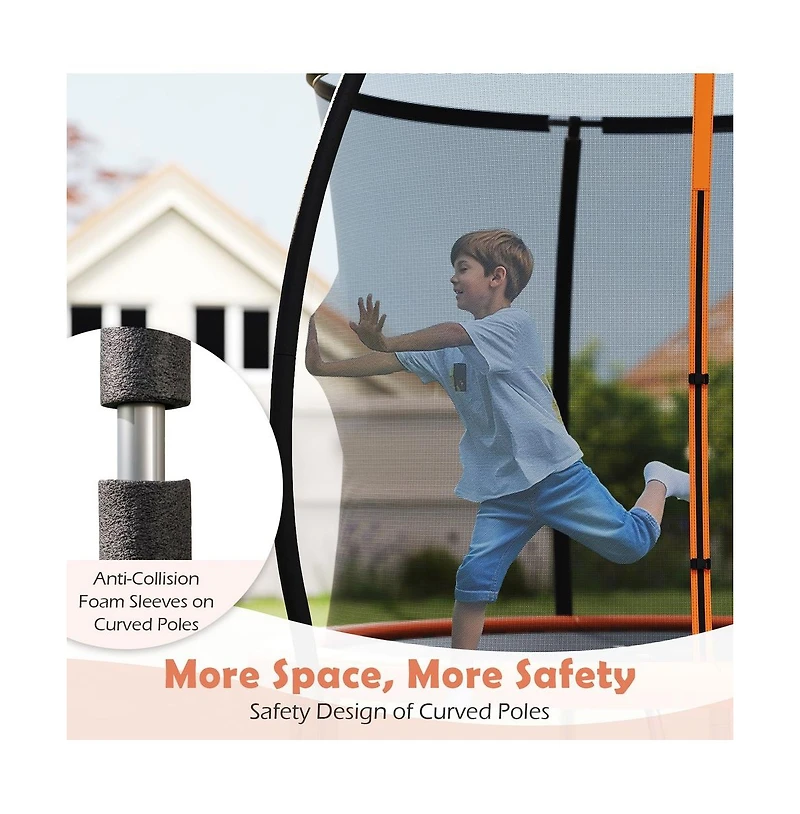Ruie 8 feet Outdoor Heavy-Duty Recreational Trampoline with Enclosure Net Ladder