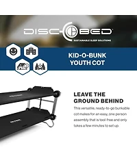 Disc-o-Bed Youth Double Cot Kid-o-Bunk with 200 Pound Capacity and Carry Bag
