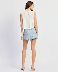 En Saison Women's Anna Collared Sleeveless Pleated Top