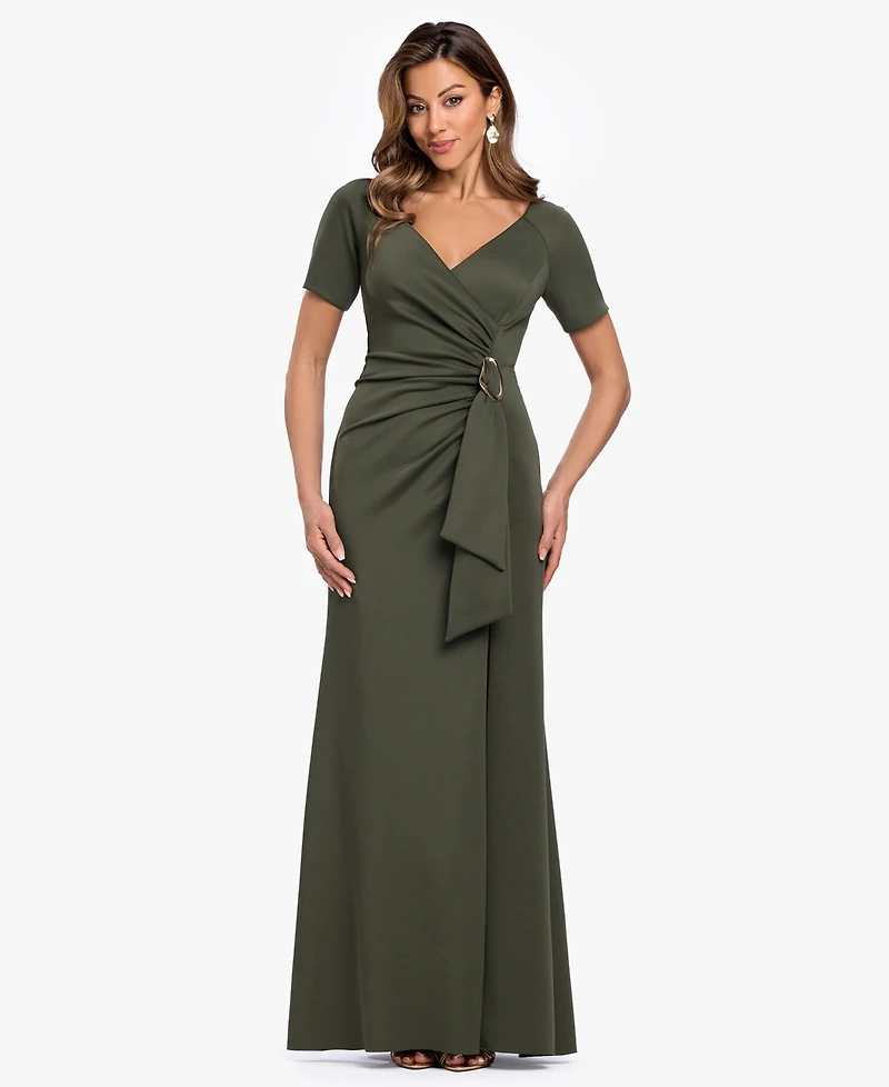 Xscape Women's Short-Sleeve V-Neck Ball Gown
