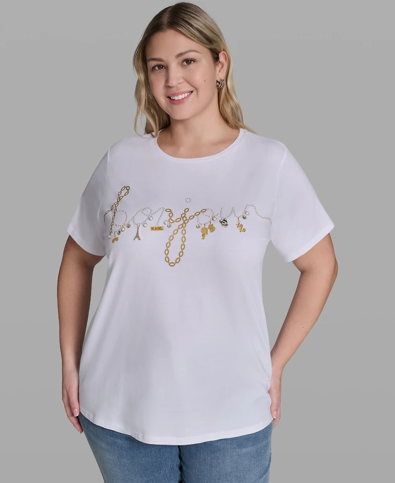 Karl Lagerfeld Paris Plus Script Bonjour T-Shirt