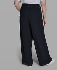 Karl Lagerfeld Paris Women's High-Waist Knit Flared Drawstring Pant