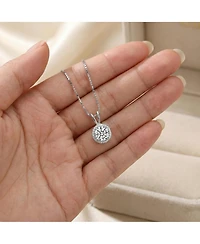 Sterling Silver White Gold Plated Round-cut Cubic Zirconia Stud Necklace