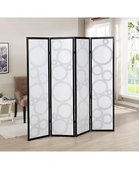 sumyeg Arvada 4-Panel Wood Room Divider with Circle Pattern Folding Privacy Screen for Indoor Use