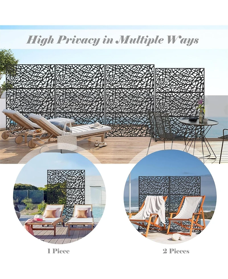 sumyeg Metal Privacy Screen Freestanding Indoor Outdoor Decorative Room Divider with Mesh Design