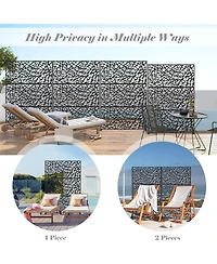 sumyeg Metal Privacy Screen Freestanding Indoor Outdoor Decorative Room Divider with Mesh Design