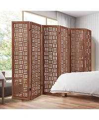 sumyeg 6-Panel Solid Wood Folding Room Divider Partition Stand for Indoor Use