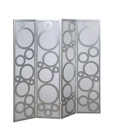 sumyeg Arvada 4-Panel Wood Room Divider with Circle Pattern Folding Privacy Screen for Indoor Use