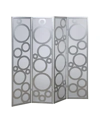 sumyeg Arvada 4-Panel Wood Room Divider with Circle Pattern Folding Privacy Screen for Indoor Use