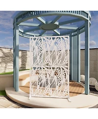 sumyeg Metal Privacy Screen Outdoor Indoor Freestanding Divider with Leaf Shape Design
