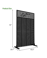 sumyeg Metal Privacy Screen 72 Inch x 43.3 Inch Freestanding Indoor Outdoor Divider with Rose Pattern
