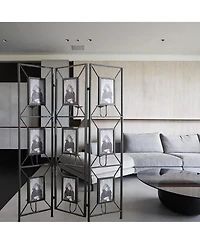 sumyeg 3-Panel Photo Frame Room Divider Screen with Antique Mirror and Candle Stick Design