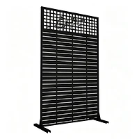 sumyeg Metal Privacy Screen 72 Inch x 43.3 Inch Freestanding Indoor Outdoor Divider with Rose Pattern