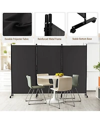 sumyeg 3-Panel Folding Room Divider with Lockable Wheels for Flexible Space Separation