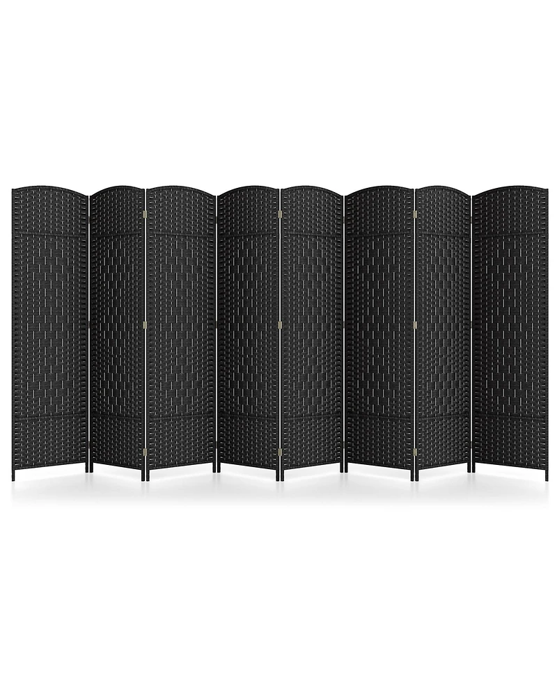 sumyeg 8-Panel Folding Room Divider with Handwoven Texture and Solid Wood Frame