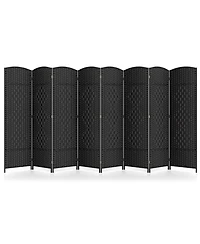 sumyeg 8-Panel Folding Room Divider with Handwoven Texture and Solid Wood Frame