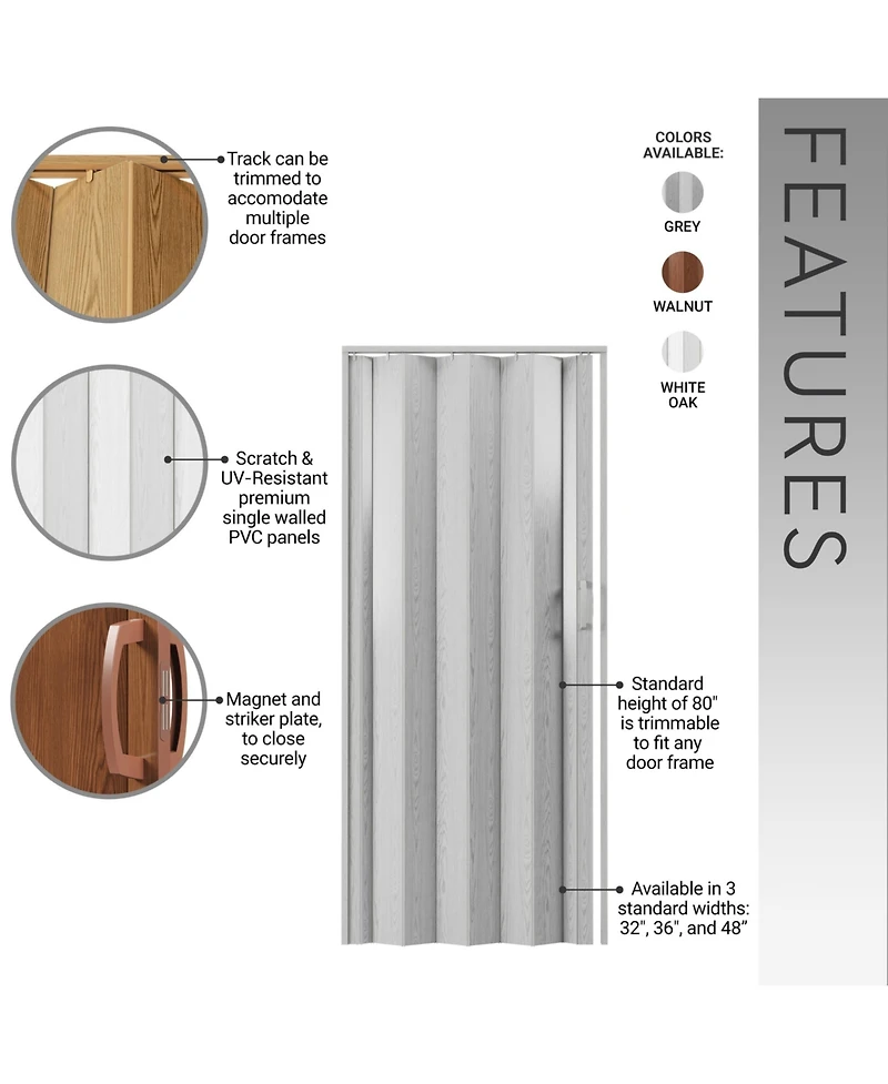 sumyeg With Pvc Foldable Accordion Door Room Divider for Indoor Space Separation and Privacy Use