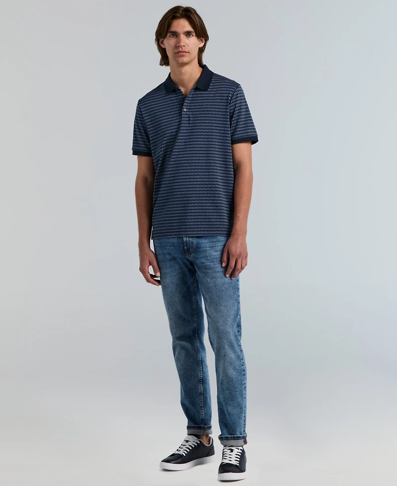 Perry Ellis Men's Jacquard Cotton Stripe Polo Shirt