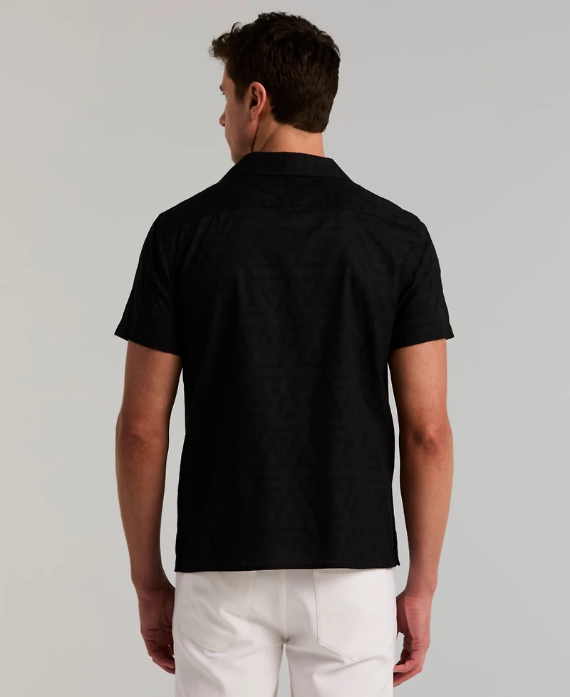 Perry Ellis Men's Jacquard Novelty Camp Shirt