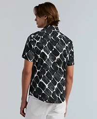 Perry Ellis Men's Poplin Abstract Print Short-Sleeve Shirt