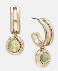 Anne Klein Stone Charm Huggie Hoop Earrings