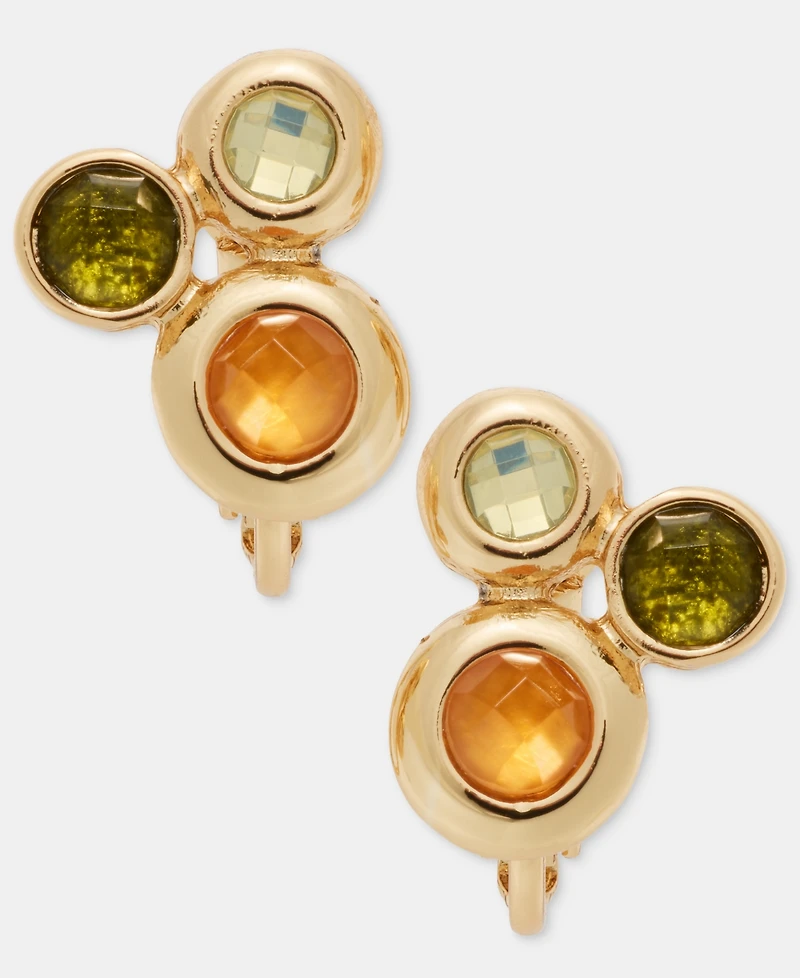 Anne Klein Stone Cluster Clip-On Button Earrings