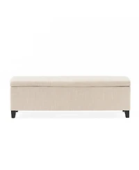 Flynama Upholstered Storage Ottoman Bench with Solid Wood Legs