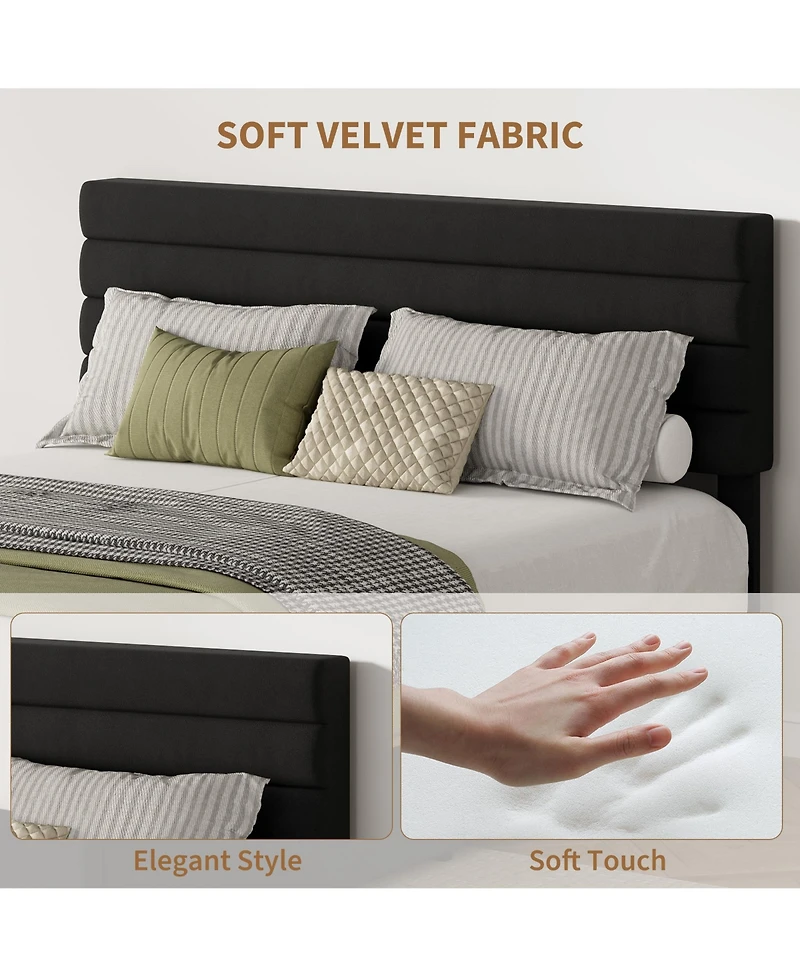 Velvet Bed Frame, Platform with 4 Drawers Tufted Headboard, Upholstered Bed, No Box Spring Needed
