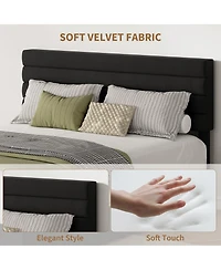 Velvet Bed Frame, Platform with 4 Drawers Tufted Headboard, Upholstered Bed, No Box Spring Needed