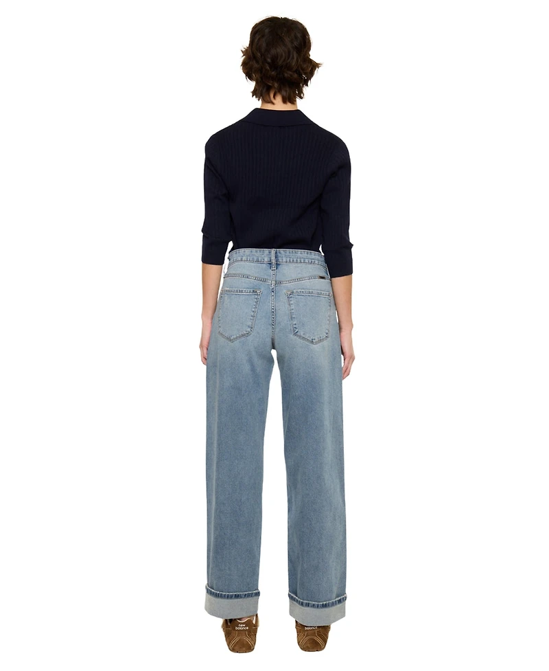 KanCan Women's Bellen Essentials High Rise Wide Leg Jeans