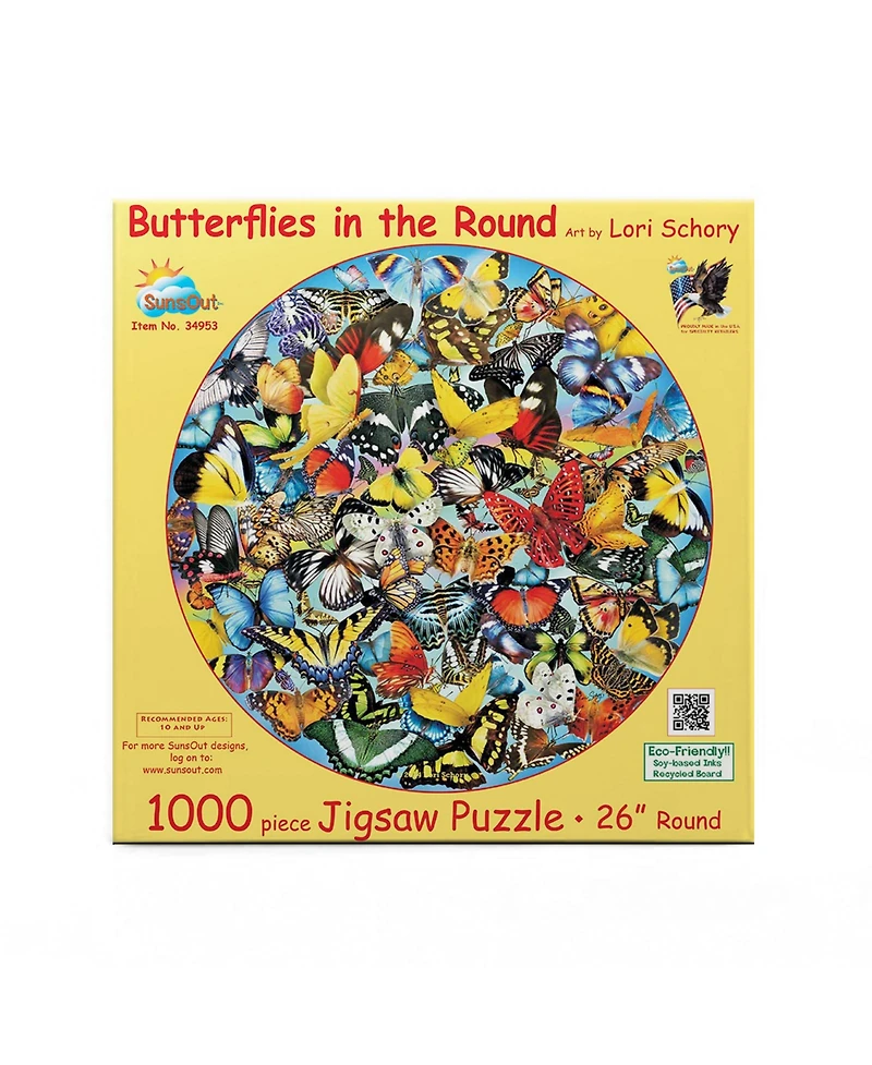 SunsOut Butterflies in the Round 1000 piece Jigsaw Puzzle for Adults Round