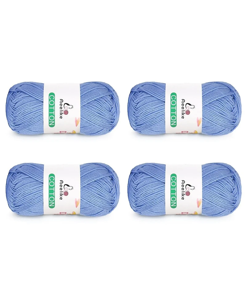 Aeelike Cotton Yarn for Crocheting - 4 Skeins, 50g Each, Soft Crochet Yarn for Baby Clothes, Scarves and More