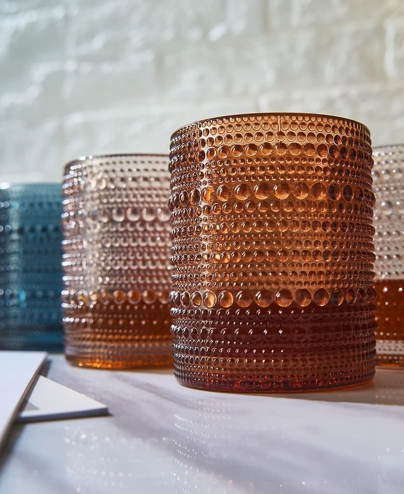 The Wine Savant Vintage Beaded Hobnail Tumbler Glasses, Set of 6