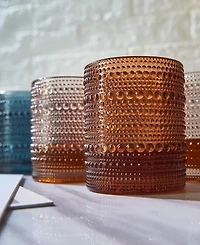The Wine Savant Vintage Beaded Hobnail Tumbler Glasses, Set of 6
