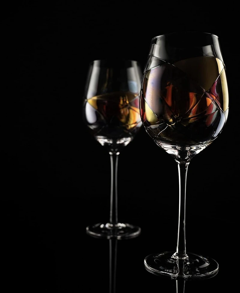 The Wine Savant Artisanal Hand Painted Wine Glasses, Set of 2
