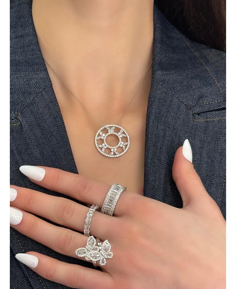Suzy Levian Sterling Silver Cubic Zirconia Double Butterfly Ring
