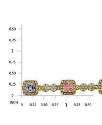 Macy's Lemon, Lavender, and Light Pink Colors with Clear Pave Halo Cubic Zirconia Circle Tennis Bracelet