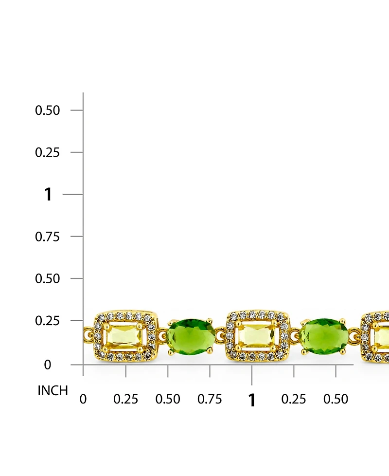 Macy's Peridot Oval and Lemon Yellow Baguette Cubic Zirconia Pave Halo Bracelet