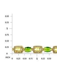 Macy's Peridot Oval and Lemon Yellow Baguette Cubic Zirconia Pave Halo Bracelet