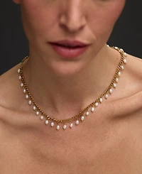 St. Moran Tarnish-Resistant Gold Natural Freshwater Imitation Pearl Mini Vicentina Necklace