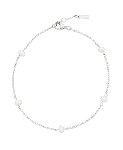 St. Moran Tarnish-Resistant Silver Natural Freshwater Imitation Pearl Max Station Anklet