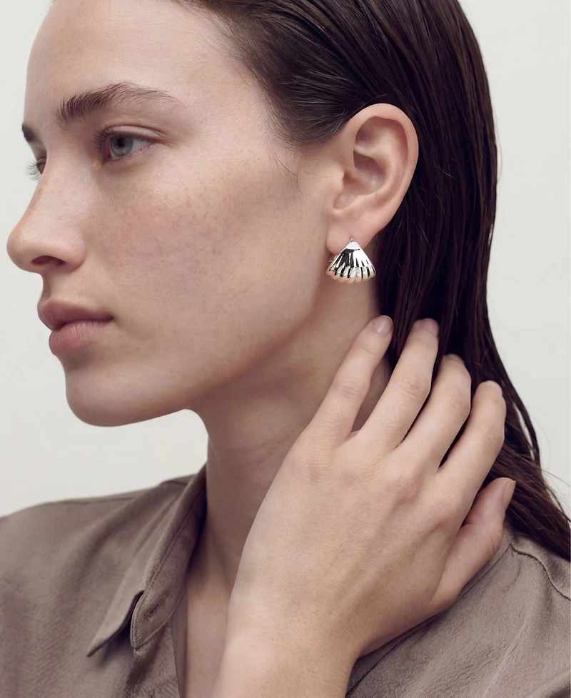 St. Moran Silver Statement Palm Huggie Earrings