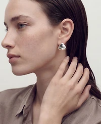 St. Moran Silver Statement Palm Huggie Earrings
