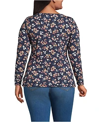 Lands' End Women's Petite Lightweight Jersey Skimming Long Sleeve Scoop Neck T-shirt